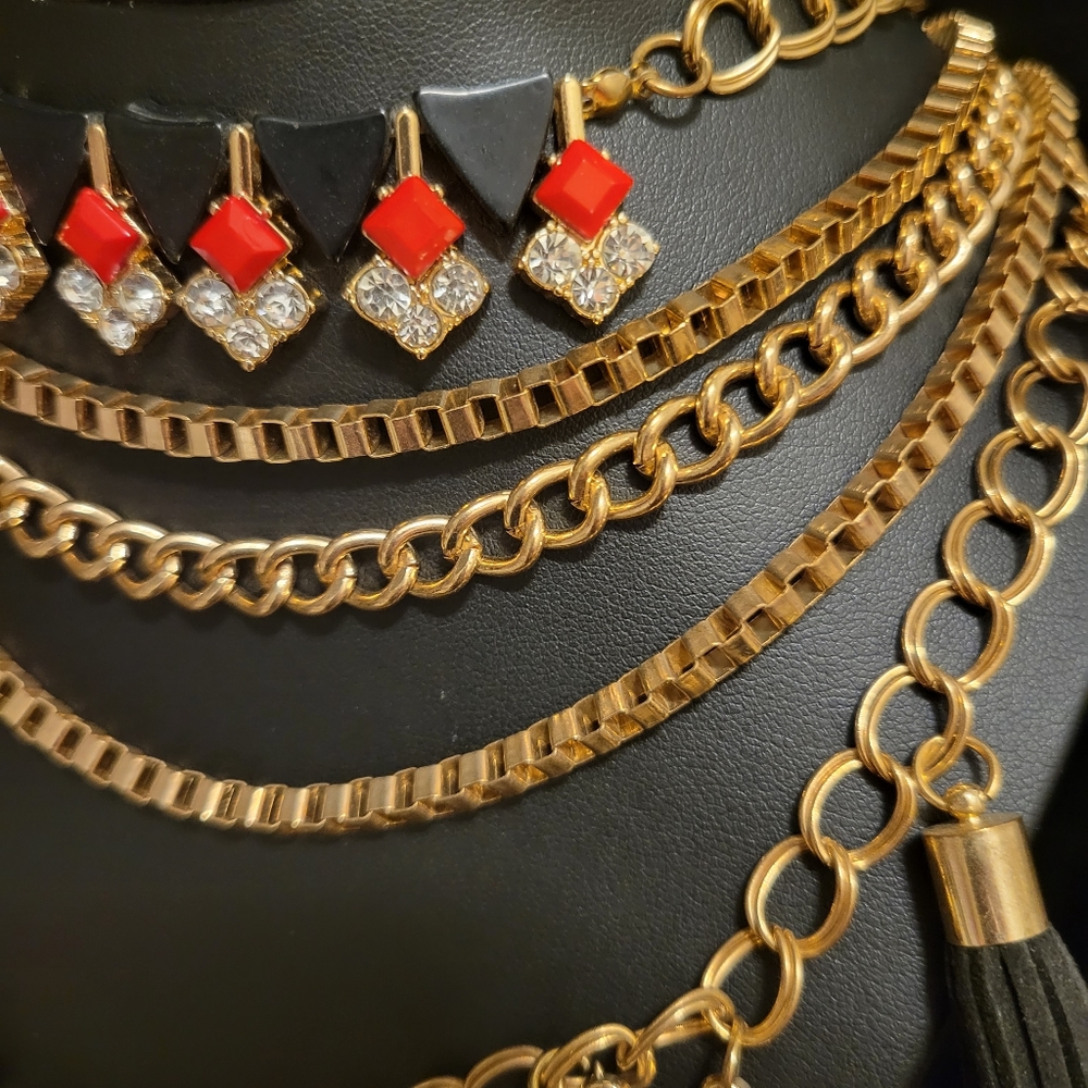 Vintage Multi Layer Long Statement Necklace - image 2